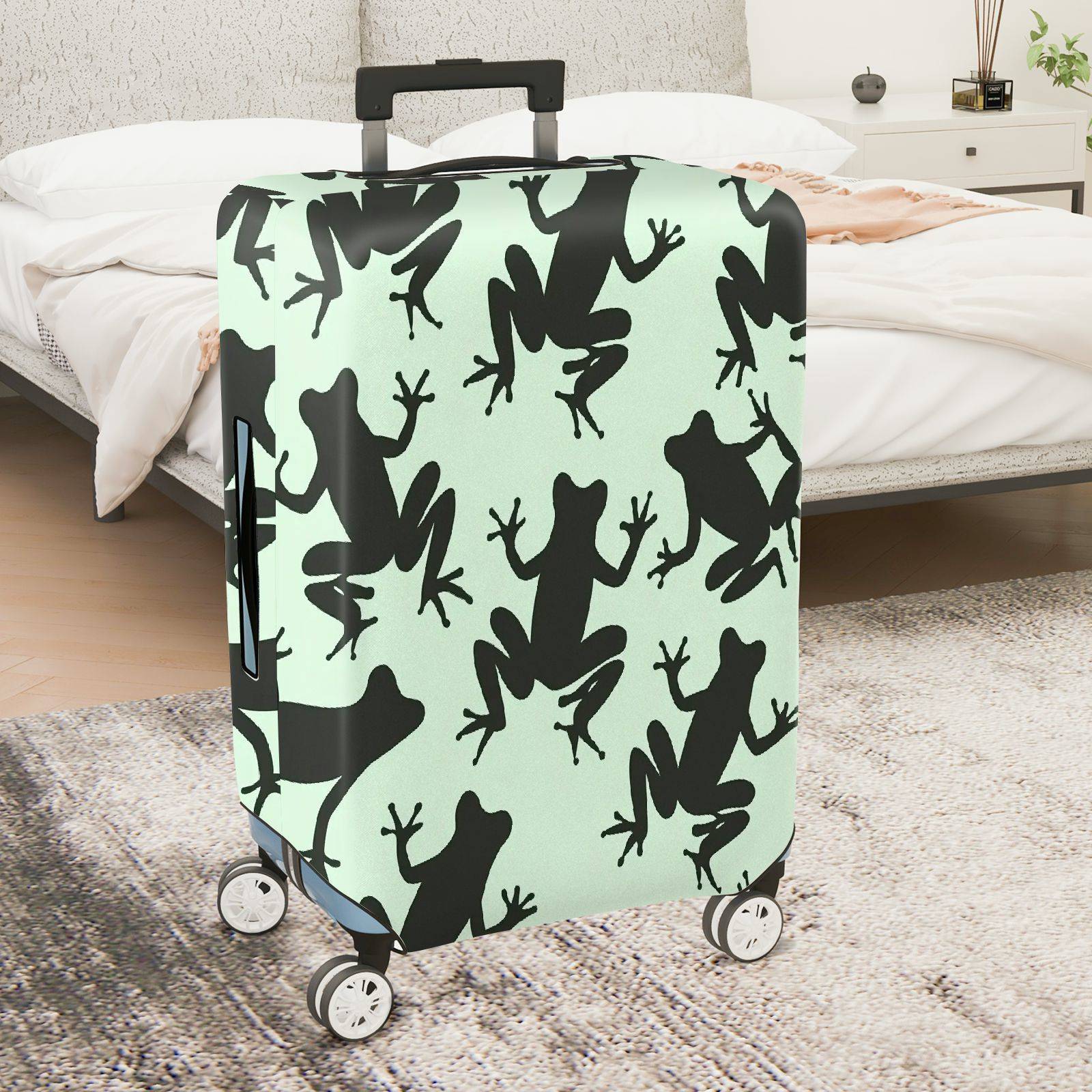 1-Piece Frog Pattern Green Animal Cute Stylish Vibrant  Suitcase Luggage Cover, Stretch Protective Sleeve