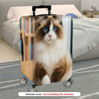 1-Piece Cute Adorable Cat Portrait Feline Travel  Suitcase Luggage Cover, Stretch Protective Sleeve