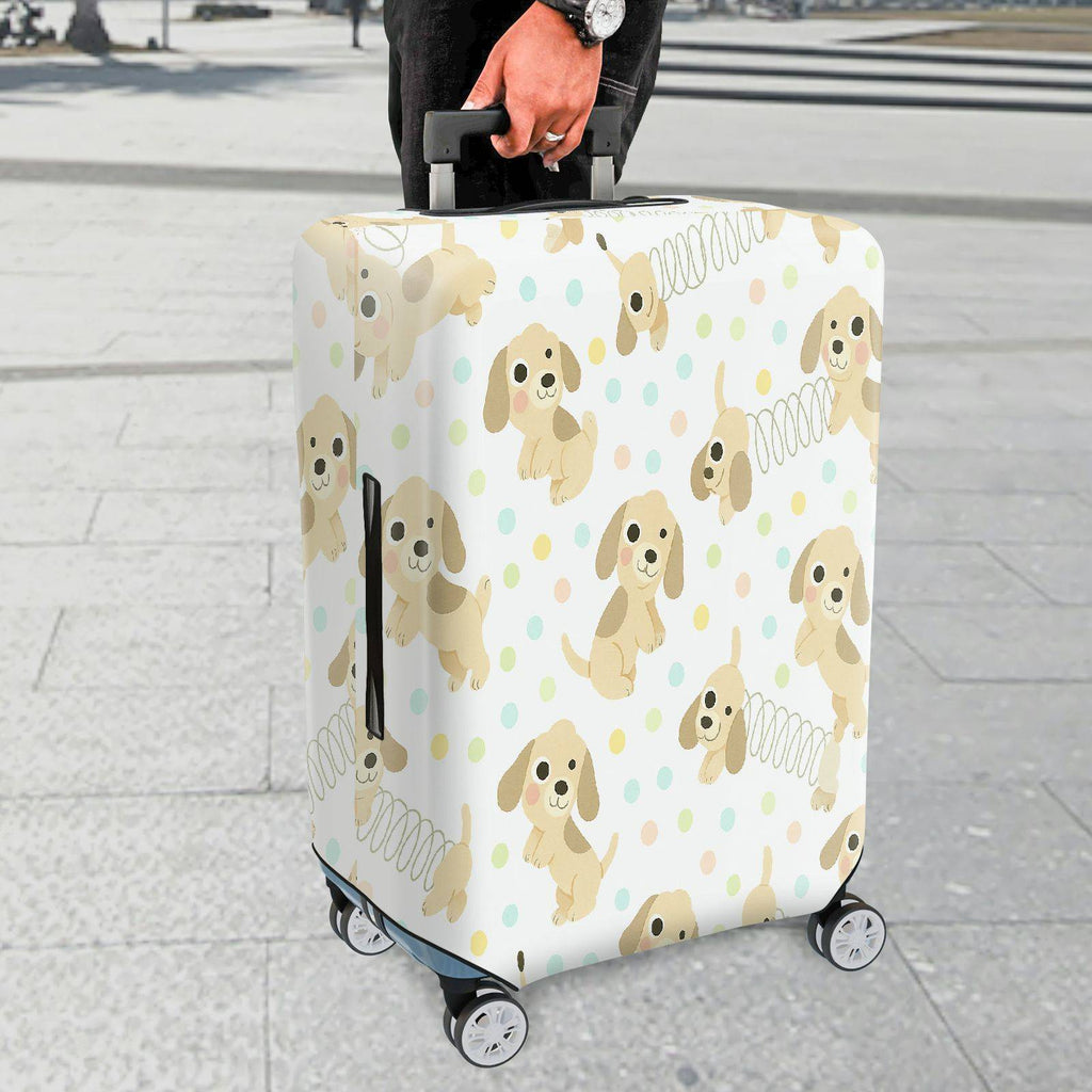1-Piece Cute  Puppy Dog Polka Dot Spring Travel  Suitcase Luggage Cover, Stretch Protective Sleeve
