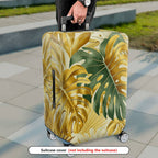 1-Piece Green Gold Tropical Leaf Decorative Exotic Artistic  Suitcase Luggage Cover, Stretch Protective Sleeve