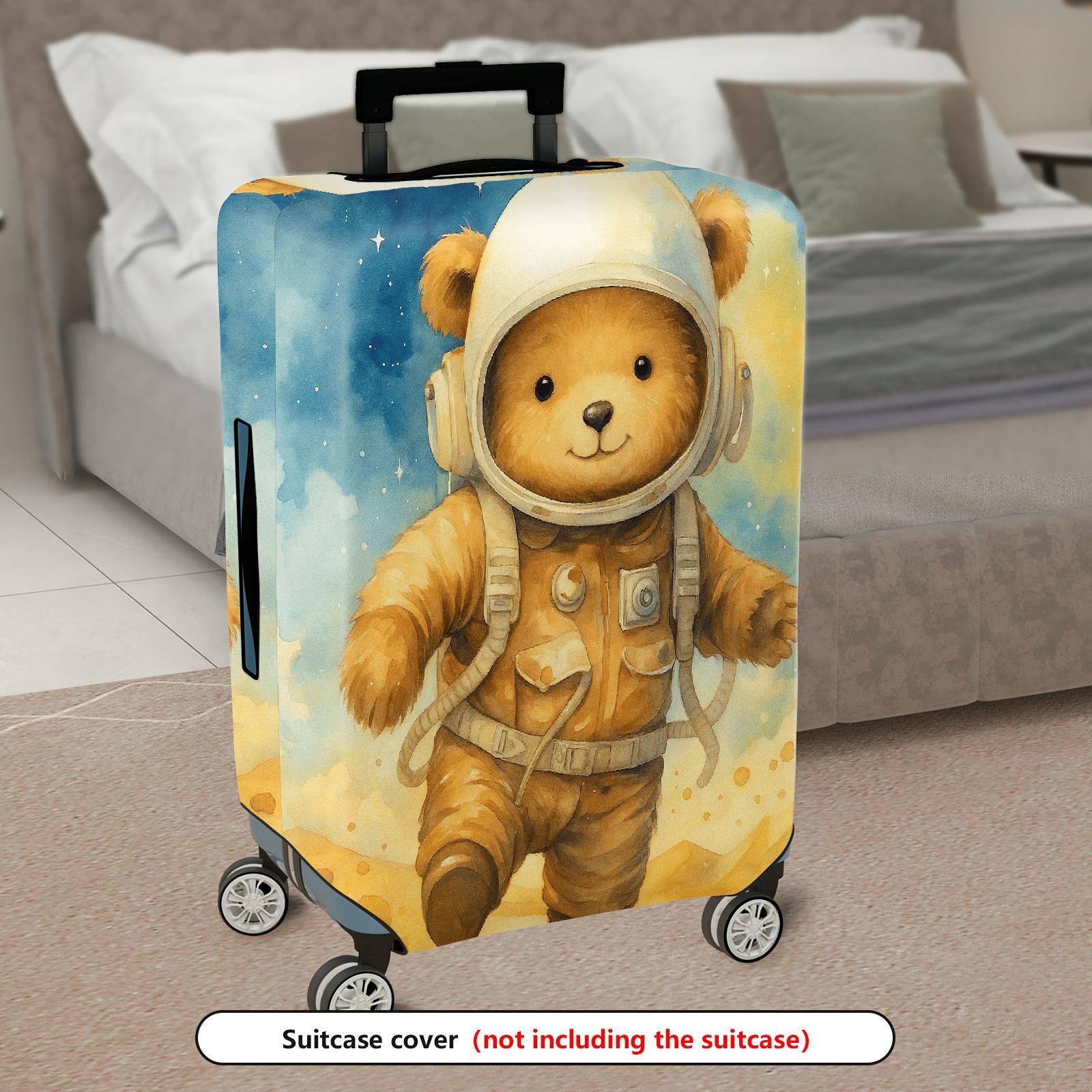 1-Piece Astronaut Bear Cute  Space Star Travel  Suitcase Luggage Cover, Stretch Protective Sleeve