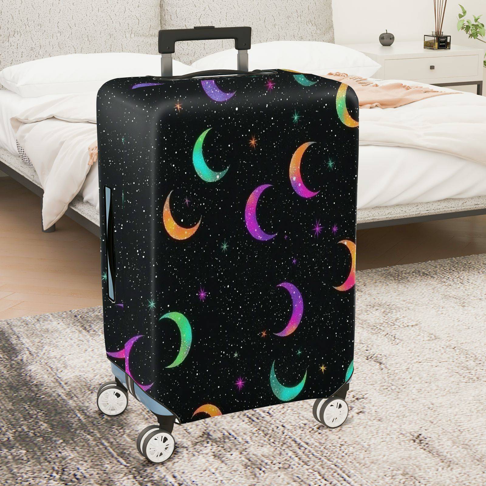 1-Piece Starry Night Colorful Moon Galaxy Cosmic  Suitcase Luggage Cover, Stretch Protective Sleeve