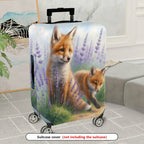 1-Piece Animals Lavender Nature Fox Scenic  Suitcase Luggage Cover, Stretch Protective Sleeve