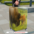 1-Piece Buffalo Landscape Pastoral Nature Animal Herd  Suitcase Luggage Cover, Stretch Protective Sleeve