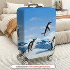 1-Piece Antarctic Penguin Ice Ocean Travel Adventure  Suitcase Luggage Cover, Stretch Protective Sleeve