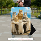 1-Piece Beach Cat Group Summer Fun Vibrant Cute Playful  Suitcase Luggage Cover, Stretch Protective Sleeve