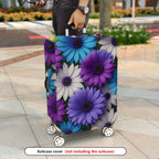 1-Piece Purple Blue White Floral Luggage  Suitcase Luggage Cover, Stretch Protective Sleeve
