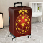 1-Piece Gold Star Ornament Christmas Bow Festive Holiday  Suitcase Luggage Cover, Stretch Protective Sleeve