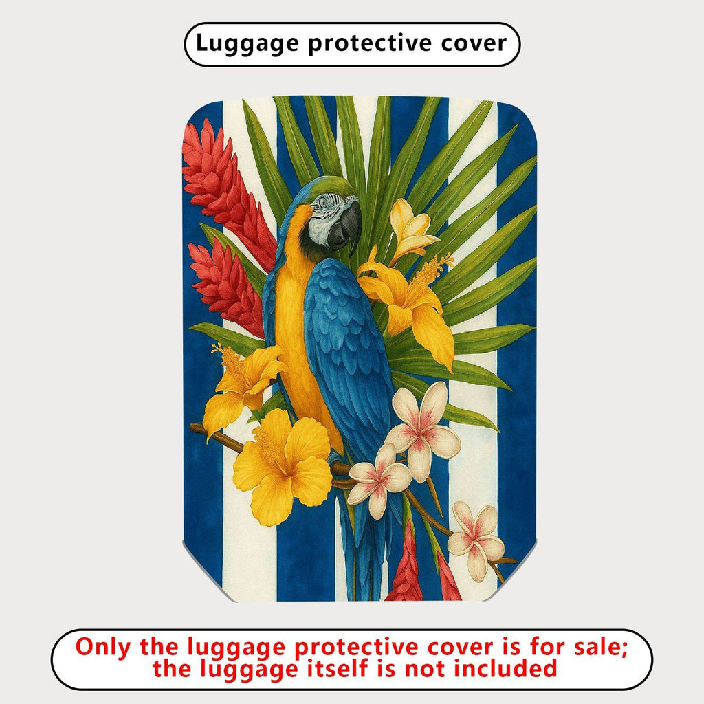 1-Piece Tropical Parrot Floral Stripe Colorful  Suitcase Luggage Cover, Stretch Protective Sleeve