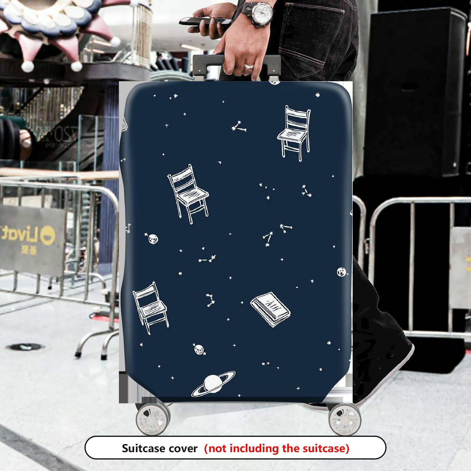 1-Piece Cosmic Chair Artistic Star Book Saturn Unique  Suitcase Luggage Cover, Stretch Protective Sleeve