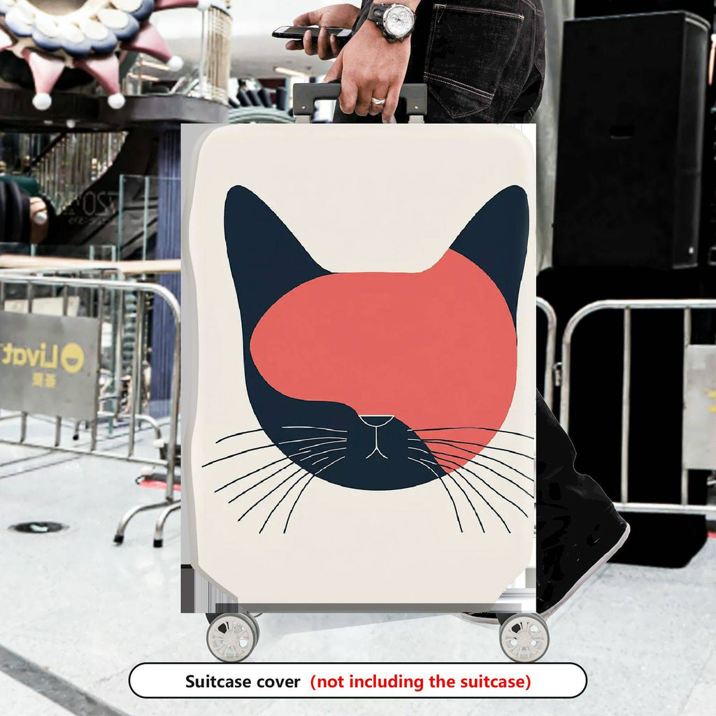 1-Piece Abstract Minimalist Art Cat Pattern Travel  Suitcase Luggage Cover, Stretch Protective Sleeve