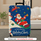 1-Piece Santa Reindeer Snowman Gifts Christmas Holiday  Suitcase Luggage Cover, Stretch Protective Sleeve