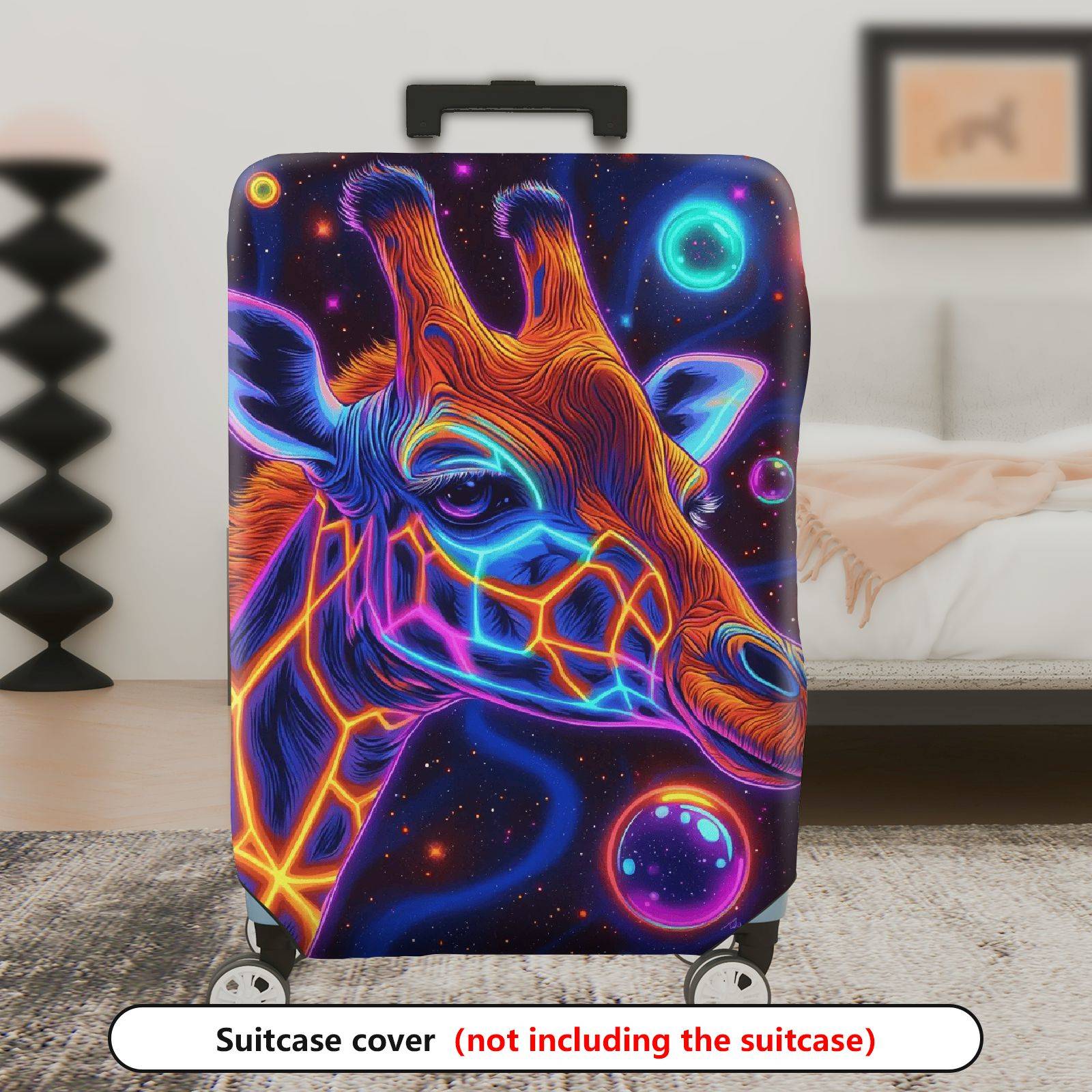 1-Piece Graffiti Giraffe Colorful Cosmic Art Vibrant  Suitcase Luggage Cover, Stretch Protective Sleeve