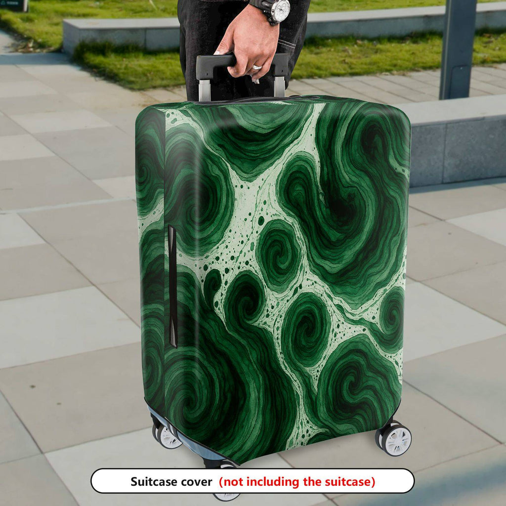1-Piece Abstract Swirl Pattern Green Artistic Fluid Natural  Suitcase Luggage Cover, Stretch Protective Sleeve