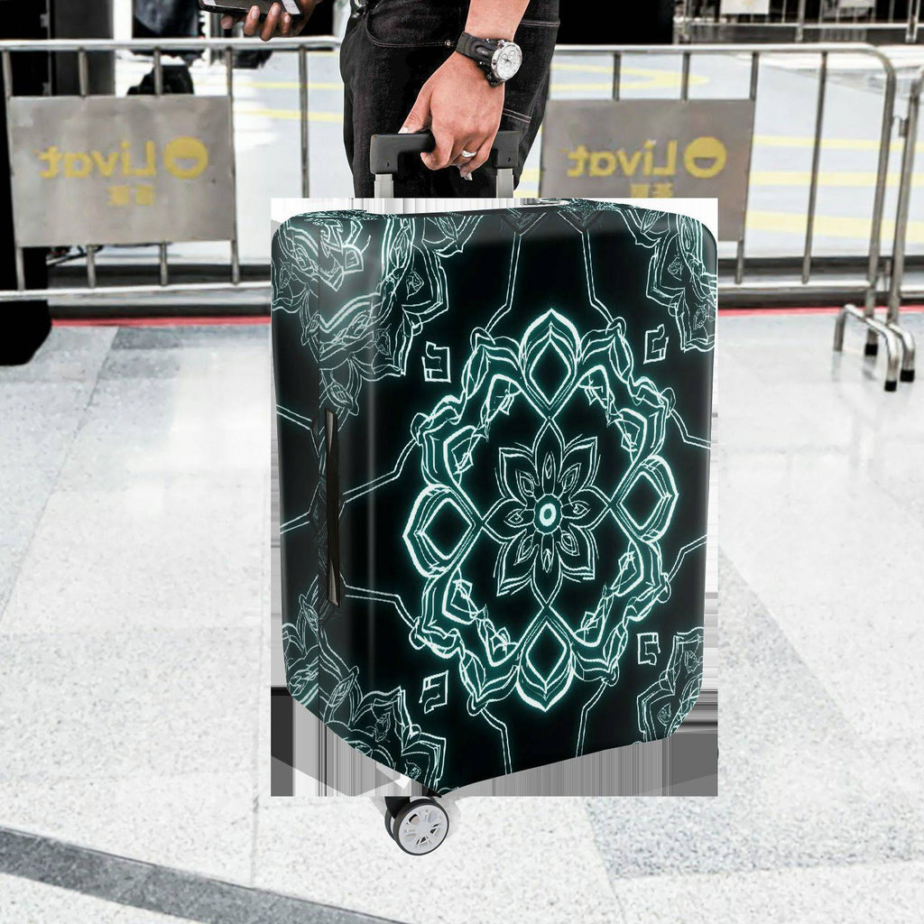 1-Piece Floral Mandala Geometric Pattern  Art  Suitcase Luggage Cover, Stretch Protective Sleeve