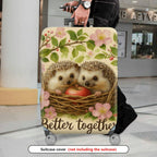 1-Piece Hedgehog Apple Floral Basket Love Cute  Suitcase Luggage Cover, Stretch Protective Sleeve
