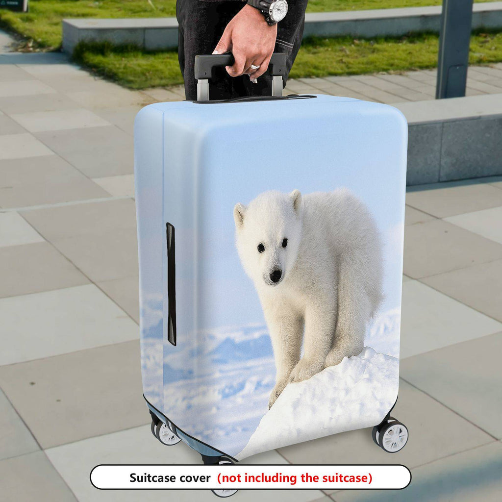 1-Piece Cute Polar Bear Snow Winter Nature Animal White  Suitcase Luggage Cover, Stretch Protective Sleeve