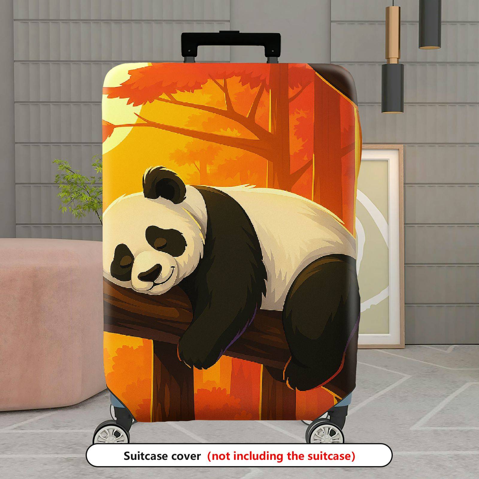 1-Piece Cute  Panda Tree Autumn Nature Luggage  Suitcase Luggage Cover, Stretch Protective Sleeve