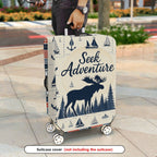 1-Piece Adventure Moose Forest Nautical Retro  Suitcase Luggage Cover, Stretch Protective Sleeve