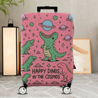 1-Piece Happy Dinosaur Cosmic Pink Fun  Space  Suitcase Luggage Cover, Stretch Protective Sleeve