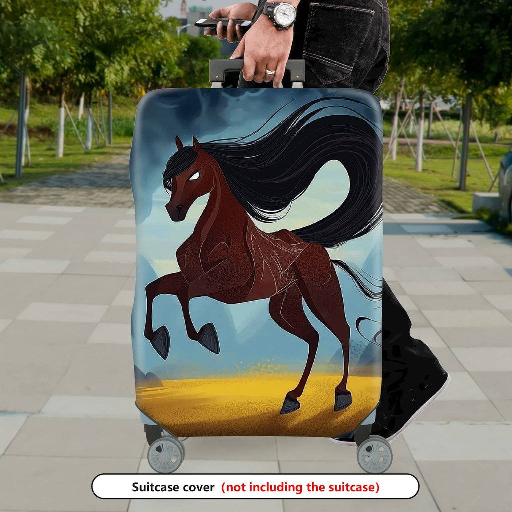 1-Piece Horse Mountains Artistic Nature Aesthetic Inspirational  Suitcase Luggage Cover, Stretch Protective Sleeve