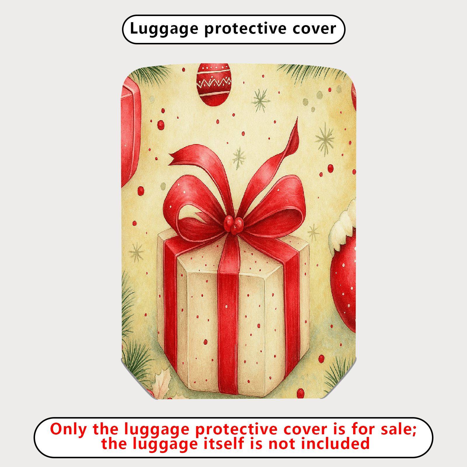 1-Piece Red Ribbon Gift Festive Decorative Holiday  Suitcase Luggage Cover, Stretch Protective Sleeve