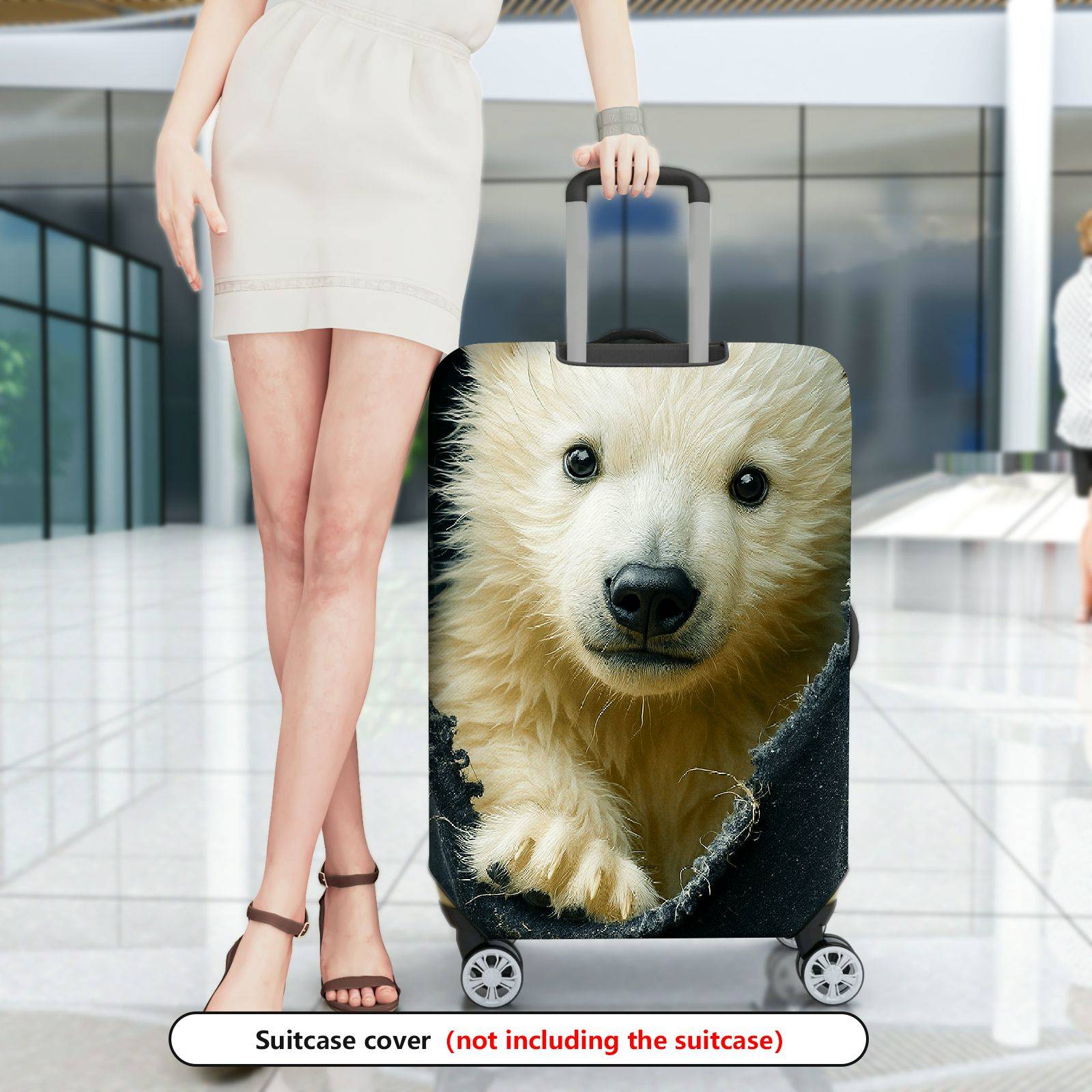 1-Piece Cute Polar Bear Animal Wildlife Nature Adorable  Suitcase Luggage Cover, Stretch Protective Sleeve