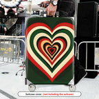 1-Piece Retro Heart Geometric Multicolor Funky Travel  Suitcase Luggage Cover, Stretch Protective Sleeve