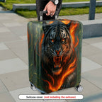 1-Piece Fierce Tiger Flaming Forest Artistic Wildlife  Suitcase Luggage Cover, Stretch Protective Sleeve