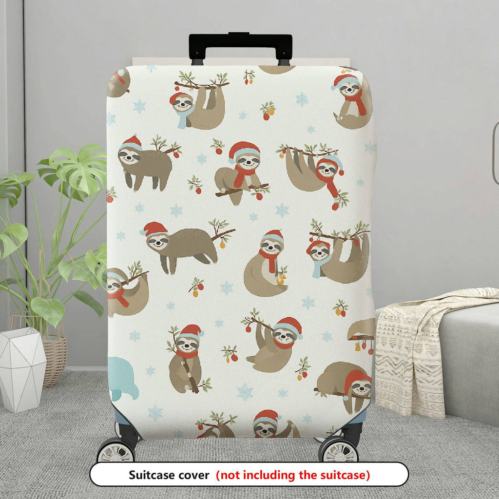 1-Piece Christmas Sloth Animal  Cute Holiday  Suitcase Luggage Cover, Stretch Protective Sleeve