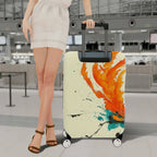 1-Piece Abstract Orange Feather Brush Colorful Splatter Art  Suitcase Luggage Cover, Stretch Protective Sleeve