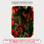 1-Piece Red Green Tropical Leaf Floral Jungle  Suitcase Luggage Cover, Stretch Protective Sleeve