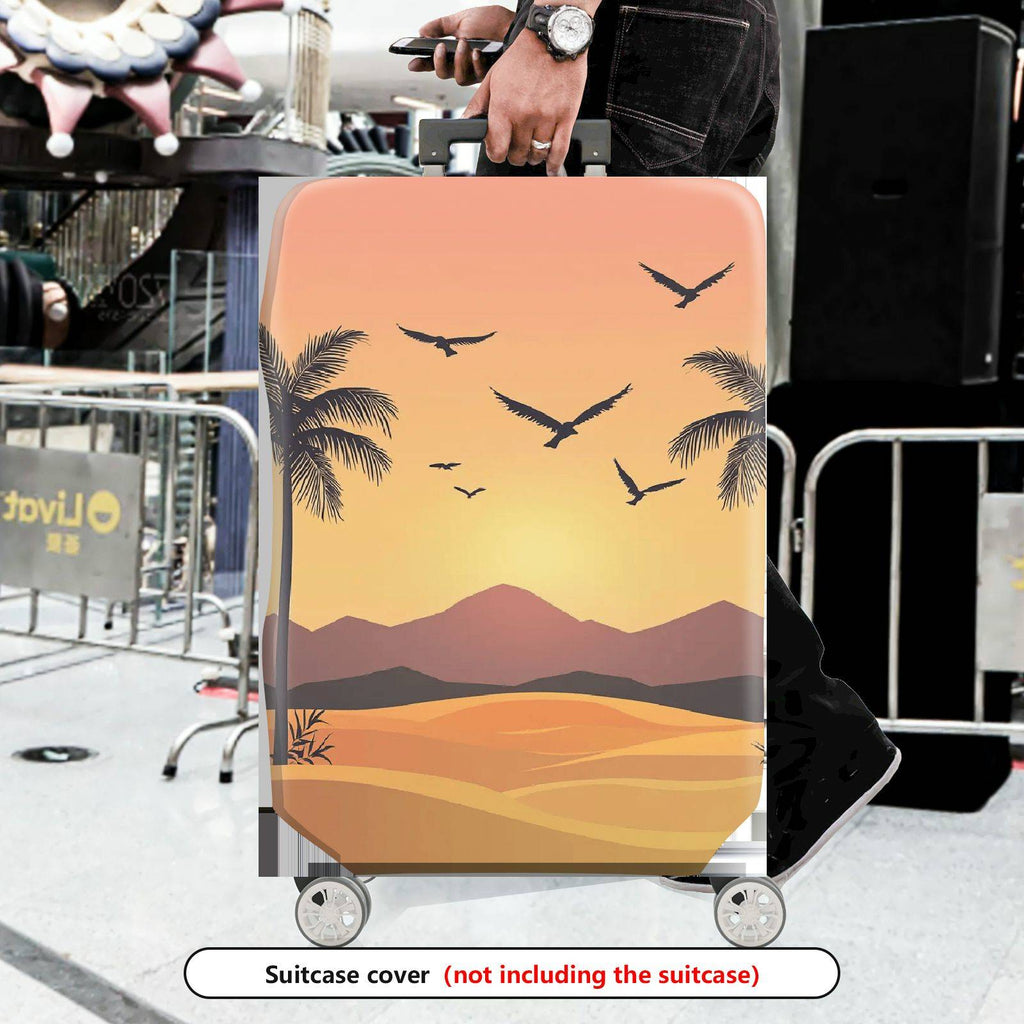 1-Piece Sunset Beach Tropical Birds Mountain Landscape Nature Scene  Suitcase Luggage Cover, Stretch Protective Sleeve