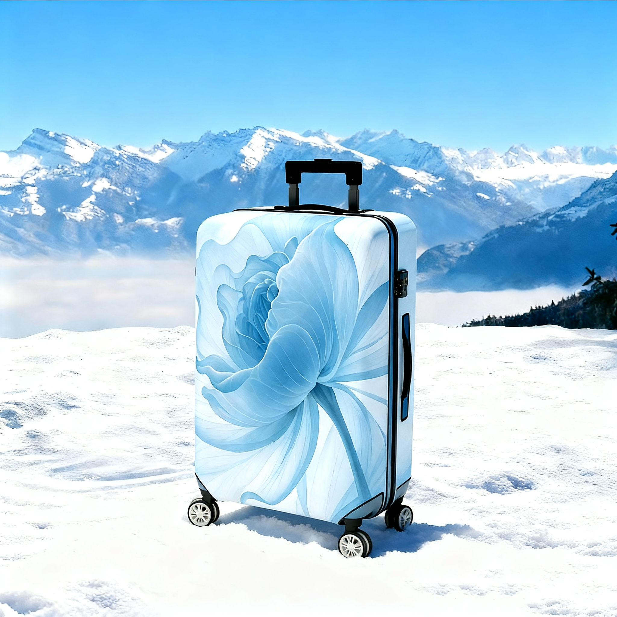 Housse de valise extensible à motif floral abstrait rose bleue (1 pièce), élégante et tendance.