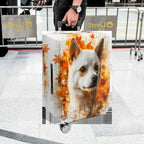 1-Piece Cute Dog Autumn Leaves Artistic Abstract Orange  Suitcase Luggage Cover, Stretch Protective Sleeve