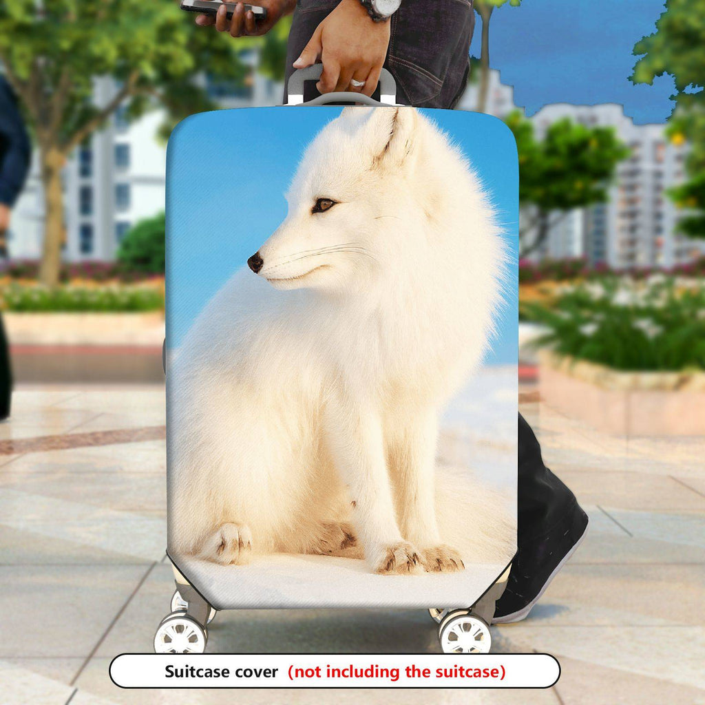 1-Piece Arctic Fox Winter Blue White Nature Animal  Suitcase Luggage Cover, Stretch Protective Sleeve