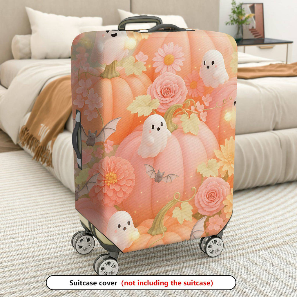 1-Piece Halloween Ghost Pumpkin Floral Bat  Suitcase Luggage Cover, Stretch Protective Sleeve