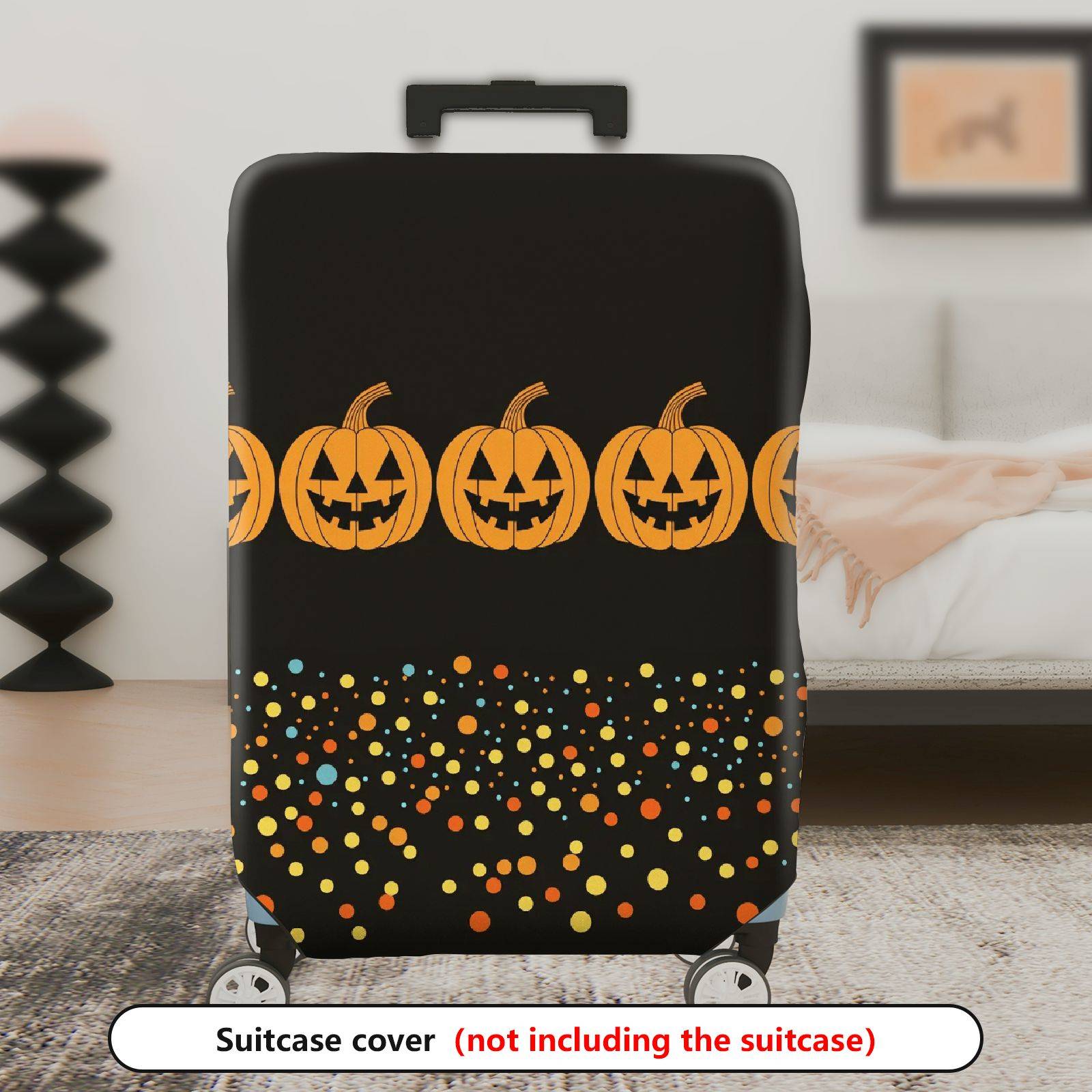 1-Piece Halloween Pumpkin Spooky Festive Party Holiday  Suitcase Luggage Cover, Stretch Protective Sleeve
