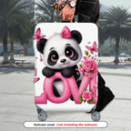1-Piece Cute Panda Flower Love Butterfly Pink  Suitcase Luggage Cover, Stretch Protective Sleeve