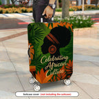 1-Piece African Culture Green Orange Black Silhouette Leaves  Suitcase Luggage Cover, Stretch Protective Sleeve