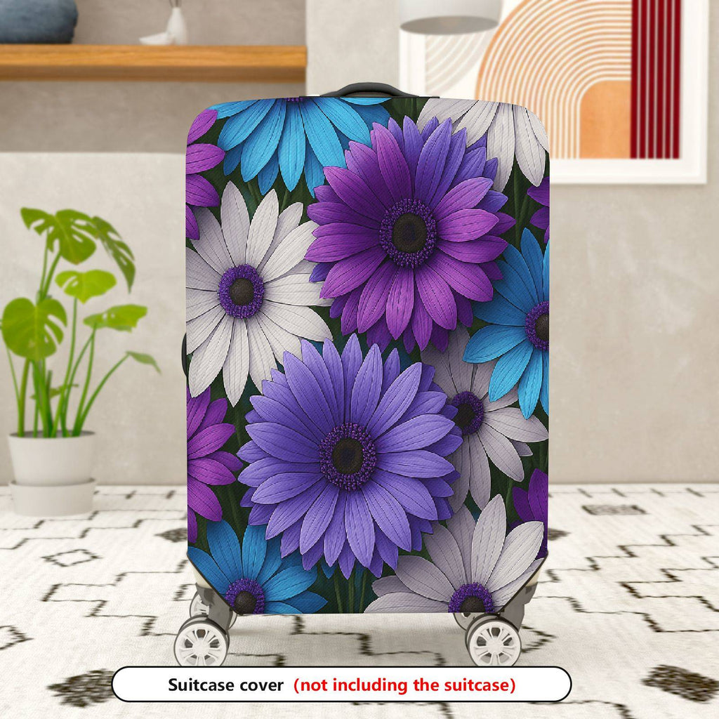 1-Piece Purple Blue White Floral Luggage  Suitcase Luggage Cover, Stretch Protective Sleeve