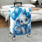 1-Piece Cute Blue Elephant Balloon Floral Bow Butterfly  Suitcase Luggage Cover, Stretch Protective Sleeve