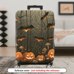 1-Piece Halloween Pumpkin Bat Forest Night Holiday  Suitcase Luggage Cover, Stretch Protective Sleeve