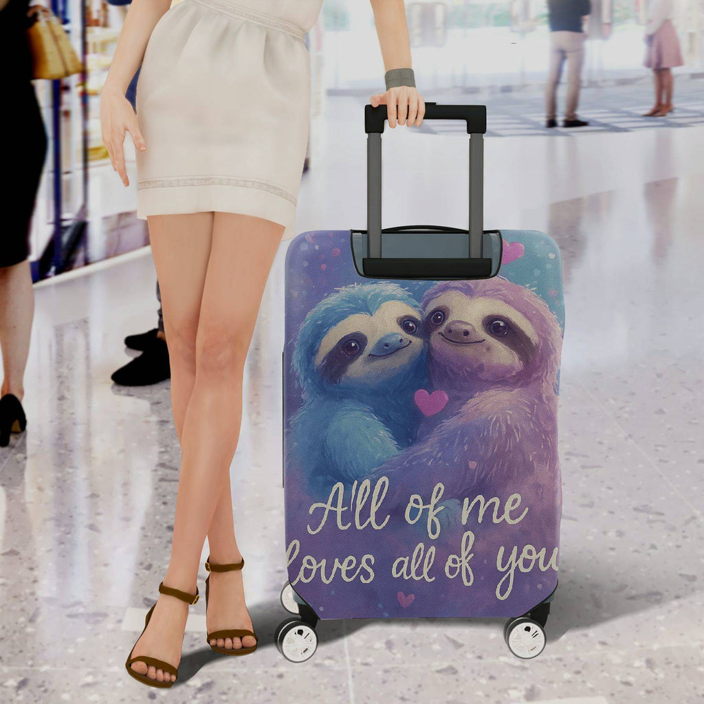 1-Piece Cute Romantic Sloth Heart Love Travel  Suitcase Luggage Cover, Stretch Protective Sleeve