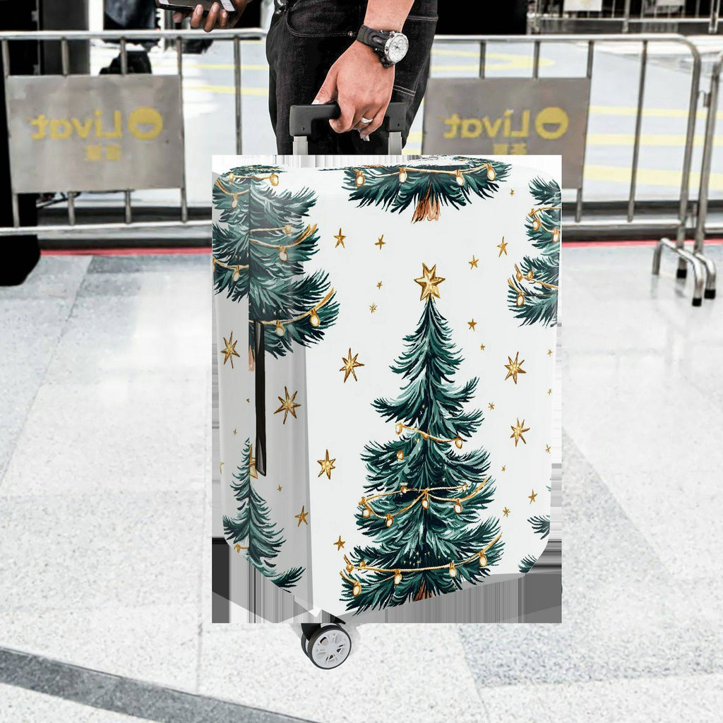 1-Piece Christmas Tree Star Decoration Holiday Lights Snowy  Suitcase Luggage Cover, Stretch Protective Sleeve