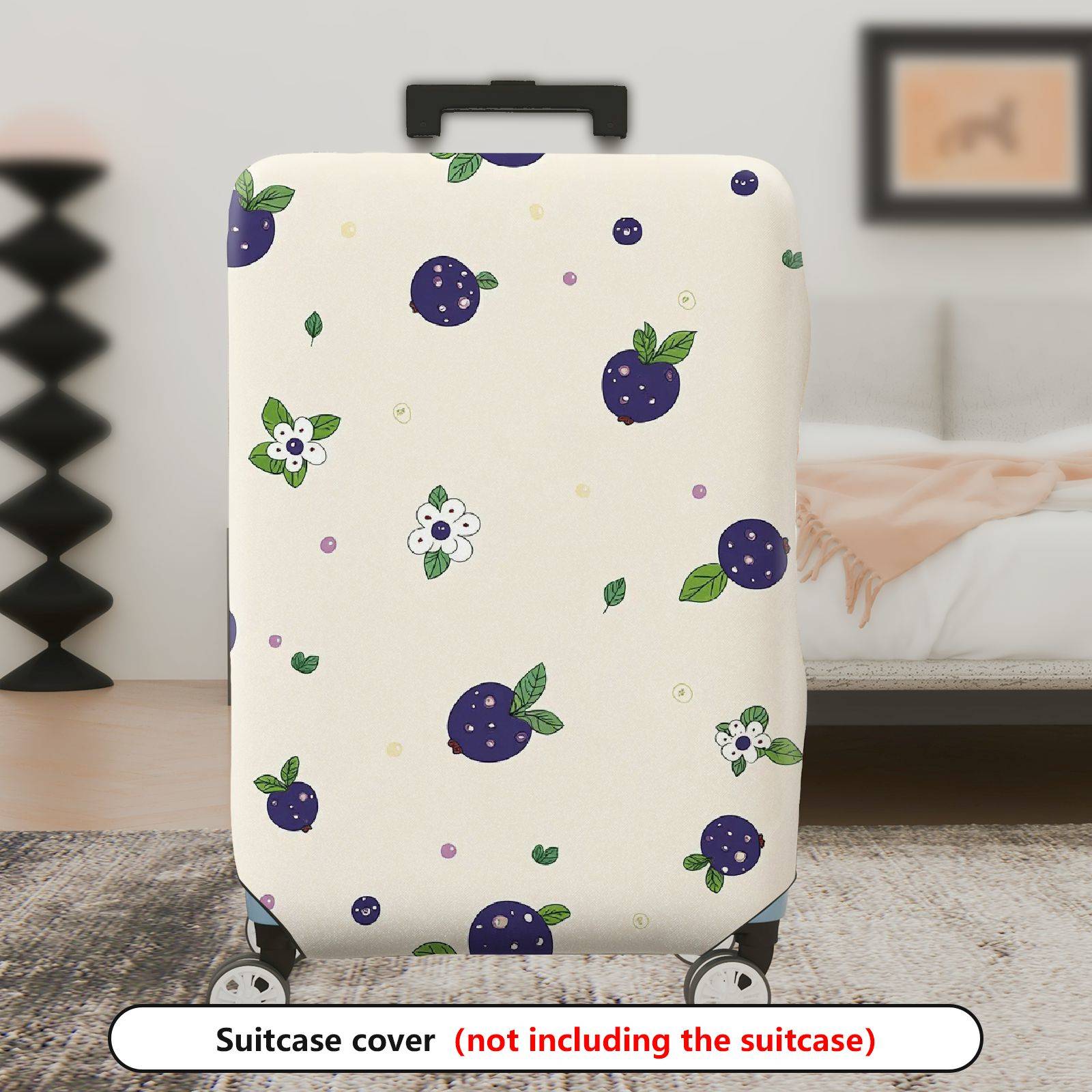 1-Piece Purple Berry Floral Travel  Cute Holiday  Suitcase Luggage Cover, Stretch Protective Sleeve