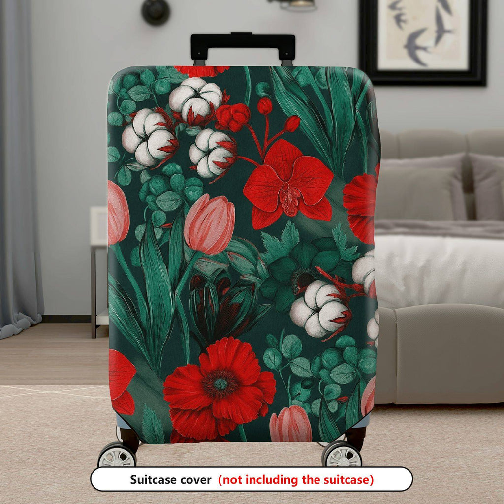 1-Piece Floral Plant Leaves Nature  Suitcase Luggage Cover, Stretch Protective Sleeve