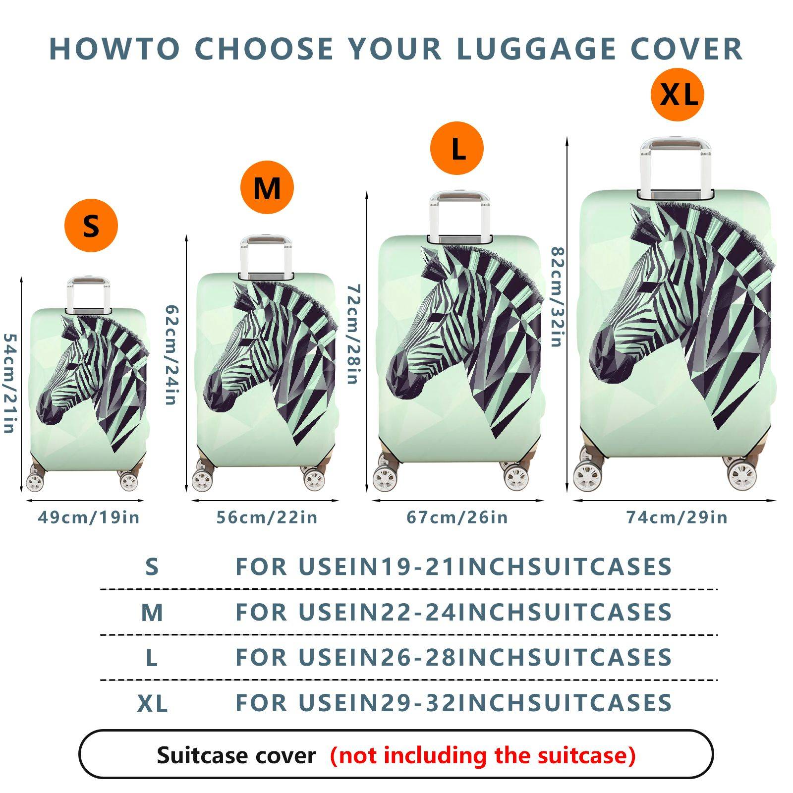 1-Piece Geometric Zebra Animal Pattern  Suitcase Luggage Cover, Stretch Protective Sleeve