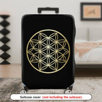 1-Piece Black Gold Geometric Flower Mandala  Suitcase Luggage Cover, Stretch Protective Sleeve