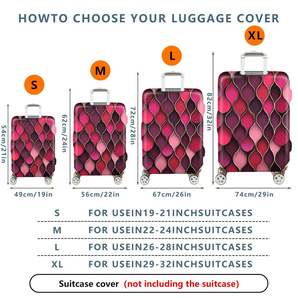 1-Piece Red Pink Geometric Abstract Modern Stylish  Suitcase Luggage Cover, Stretch Protective Sleeve